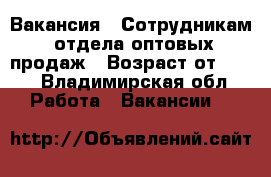 Вакансия : Сотрудникам  отдела оптовых продаж › Возраст от ­ 17 - Владимирская обл. Работа » Вакансии   